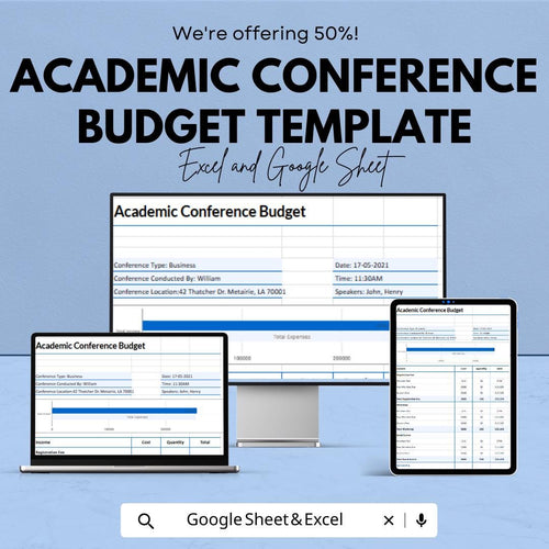 Academic Conference Budget Template | Conference Planning Spreadsheet | Excel & Google Sheets Budget Planner | Event Expense Tracker