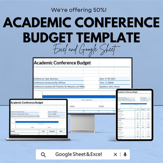 Academic Conference Budget Template | Conference Planning Spreadsheet | Excel & Google Sheets Budget Planner | Event Expense Tracker