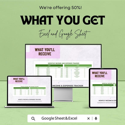 Monthly Budget Spreadsheet Template | Income and Expense Tracker | Google Sheets and Excel Template | Finance Tracker | Budget Planner Sheet