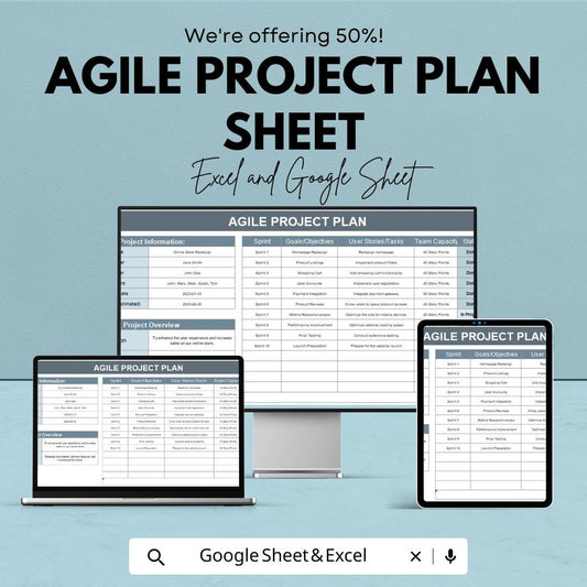 Agile Project Plan Sheet - Excel and Google Sheet Template for Task Management, Sprint Planning & Team Collaboration