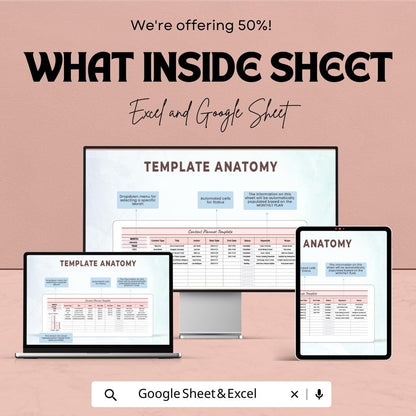 Content Planner Template | Social Media Content Calendar | Blog Planner Spreadsheet | Content Strategy Planner | Marketing Planner