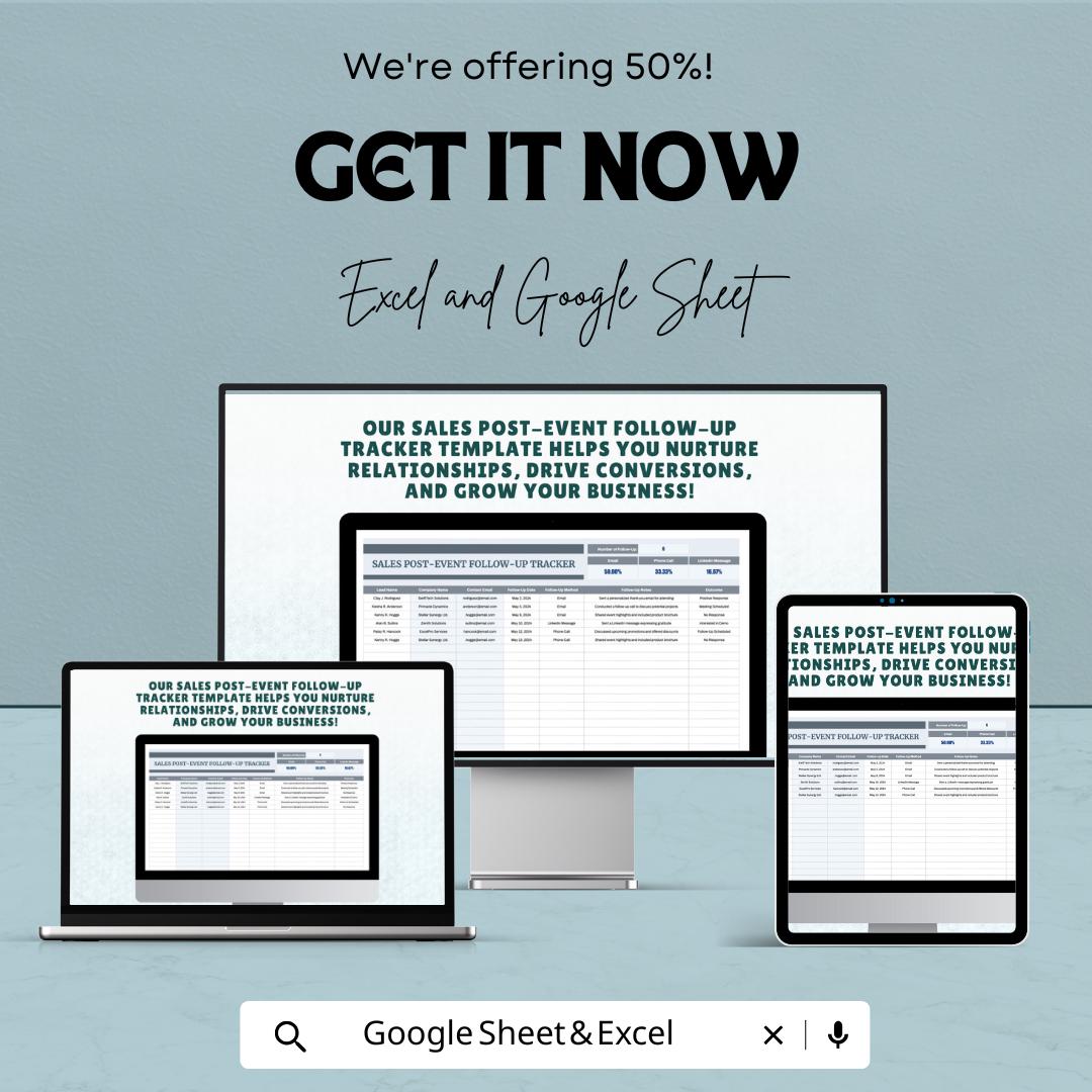 Sales Post-Event Follow-Up Tracker Template | Excel & Google Sheets Lead Management Tool | Sales Follow-Up Dashboard