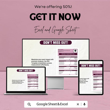 Event ROI Template | Excel & Google Sheets | Event Cost Analysis | ROI Calculator | Event Budget Template | Profit and Expense Tracker
