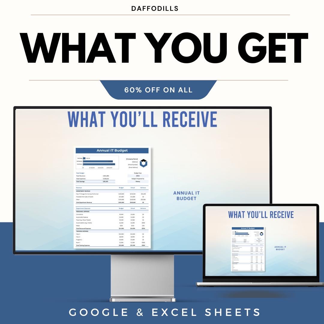 Annual IT Budget Template | IT Budget Spreadsheet | Tech Budget Planner | Google Sheets IT Budget | Excel it Budget Tool