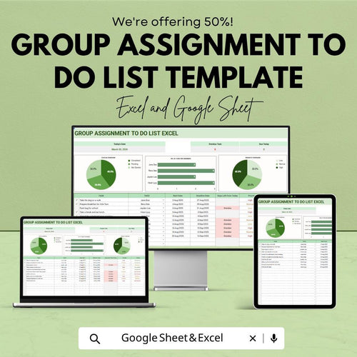 Group Assignment To Do List Template | Student Task Tracker | Group Project Planner | Assignment Organizer Spreadsheet