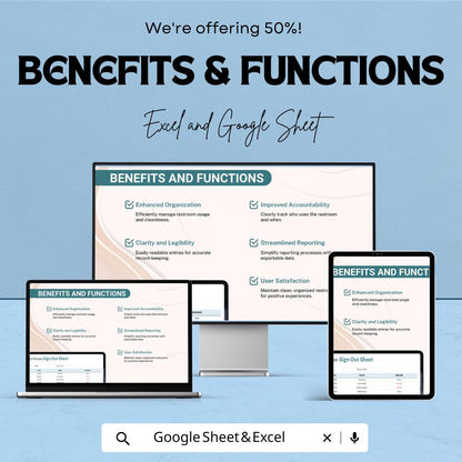 Restroom Sign Out Sheet | Excel & Google Sheets | Bathroom Log Template | Restroom Monitoring Sheet | Printable Bathroom Tracker