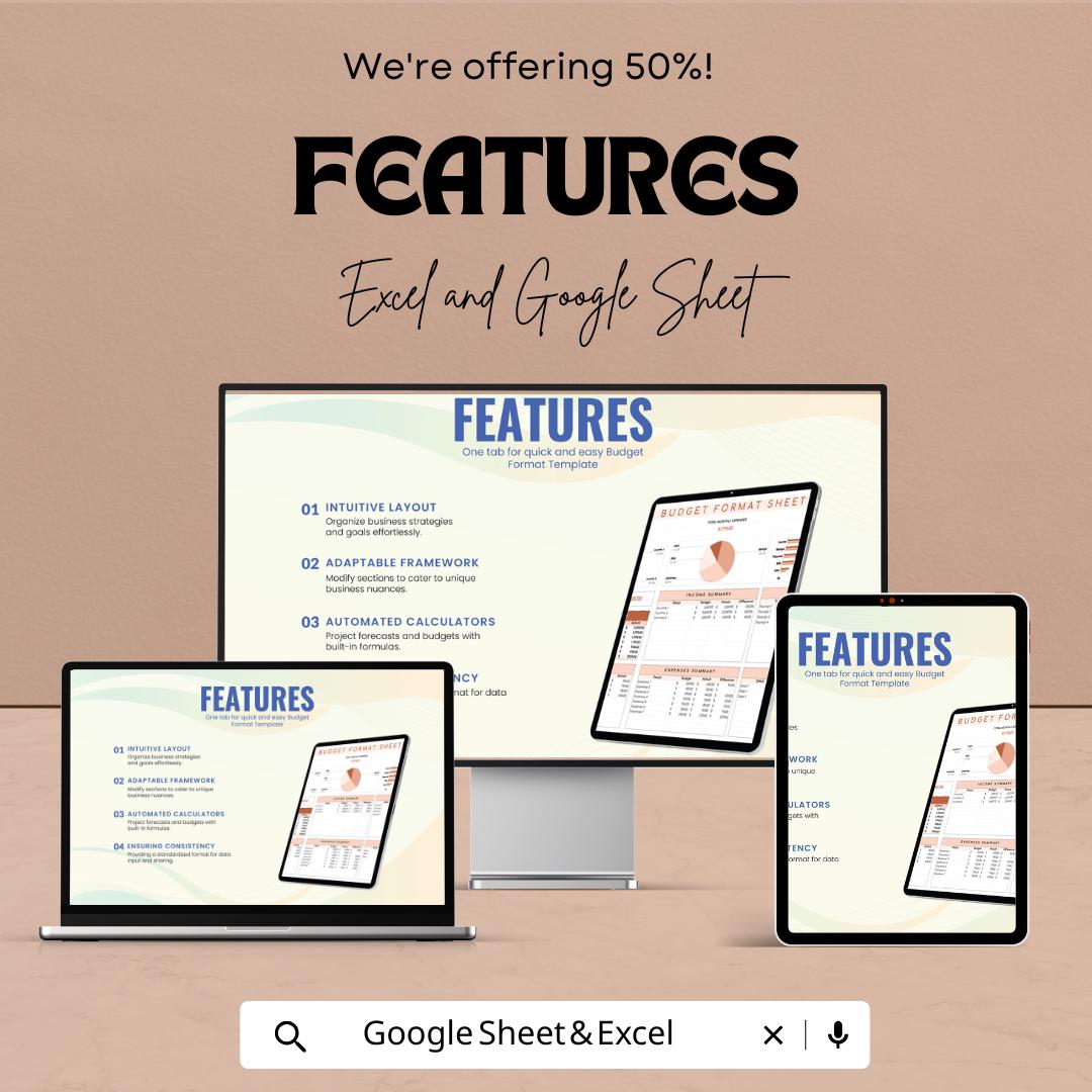Budget Format Sheet | Monthly Budget Tracker | Google Sheet & Excel Template | Expense Tracker Spreadsheet | Financial Planning Tool
