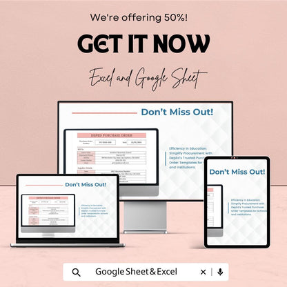 Depend Purchase Order Sheet - Excel & Google Sheets Template - Simplify Procurement, Track Orders, Manage Supplier Information