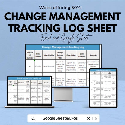 Change Management Log Template | Project Change Request & Milestone Tracker | Google Sheets and  Excel