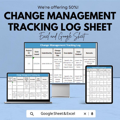 Change Management Log Template | Project Change Request & Milestone Tracker | Google Sheets and  Excel