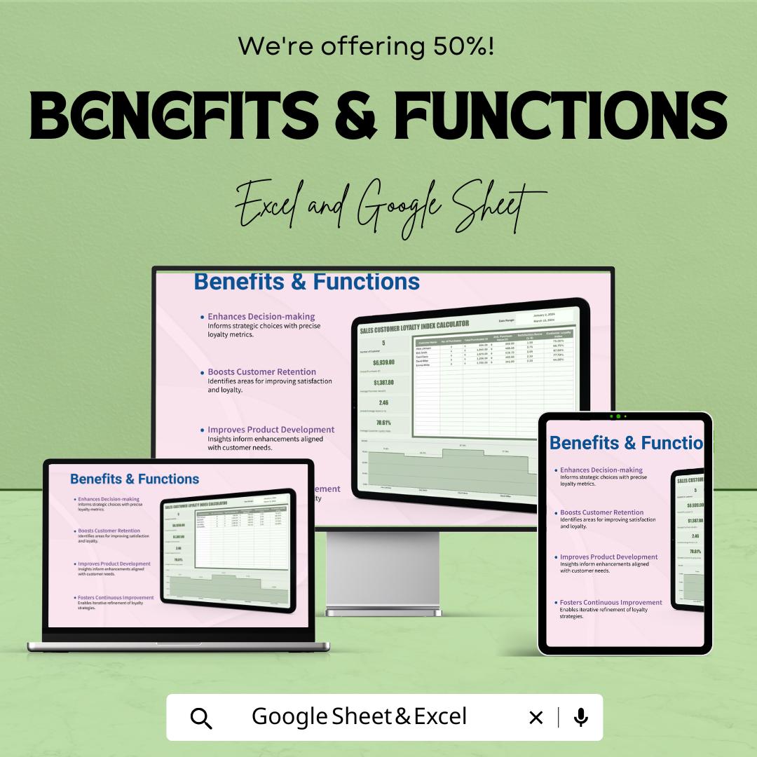Sales Customer Loyalty Index Calculator Template | Customer Loyalty Score Tracker | Customer Retention Metric Tool