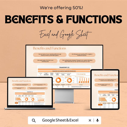 Transport and Logistics Marketing Trends Data Template | KPI Analytics Spreadsheet | Business Reporting Template