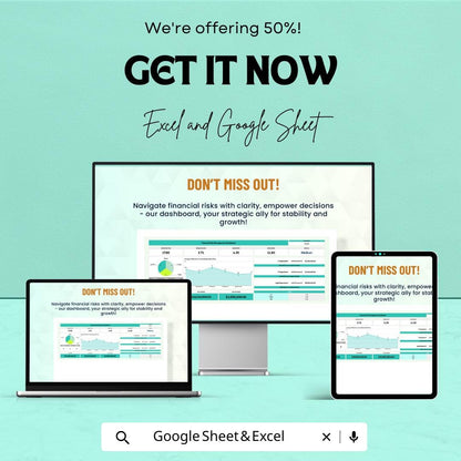 Financial Risk Management Dashboard – Excel and Google Sheets – Track Financial Risk, Analyze Data & Make Informed Decisions – 50% OFF