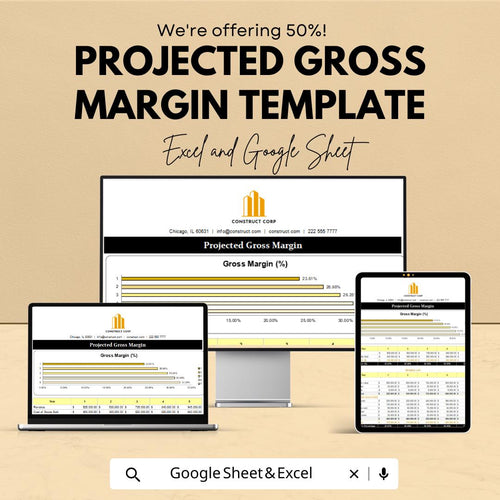 Projected Gross Margin Template | Gross Margin Calculator | Profit Forecasting Tool | Business Financial Planning Template