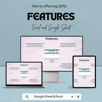 Debt Worksheet Template | Debt Tracker Spreadsheet | Debt Payoff Planner | Excel & Google Sheets | Financial Budget Sheet | Personal