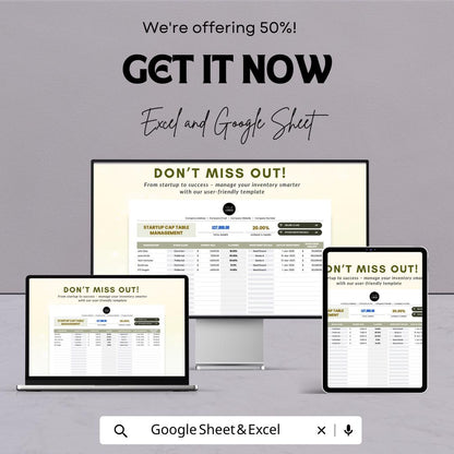 Startup Inventory Management Spreadsheet Template | Excel and Google Sheets | Inventory Tracker | Stock Control Template |