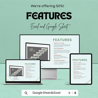 Project Timeline Template | Project Schedule Spreadsheet | Gantt Chart Tracker | Project Planning Template | Excel & Google Sheets |