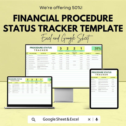 Financial Procedure Status Tracker Template | Excel & Google Sheets | Workflow Tracker, Compliance Status Log, Finance Process Monitor
