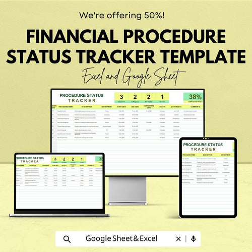 Financial Procedure Status Tracker Template | Excel & Google Sheets | Workflow Tracker, Compliance Status Log, Finance Process Monitor