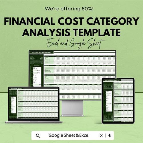 Financial Cost Category Analysis Template | Cost Analysis Excel & Google Sheets Template | Business Budget and Expense Management Tool
