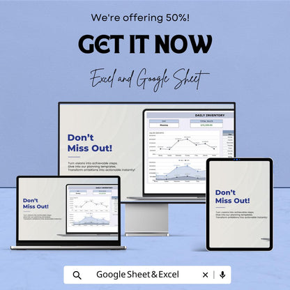 Daily Inventory Sheet Template for Excel and Google Sheets | Track Sales & Profit with Ease | Customizable Daily Sales Tracker