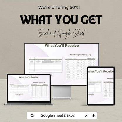 Advertising Digital Marketing Campaign Tracker Template | Ad Performance Tracker | Marketing Metrics Log | CPC CTR CPA Tracker