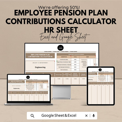 Employee Pension Plan Contributions Calculator HR Sheet | Excel & Google Sheet Template | Easy HR Management Tool | Instant Download