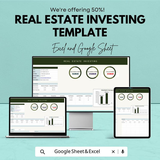 Real Estate Investing Template | Excel & Google Sheets Rental Property Tracker | Investment Analysis Spreadsheet | Cash Flow ROI Dashboard