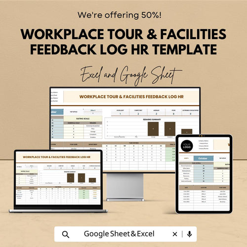 Workplace Tour Feedback Log, HR Feedback Template, Facilities Feedback Tracker, Employee Survey Sheet
