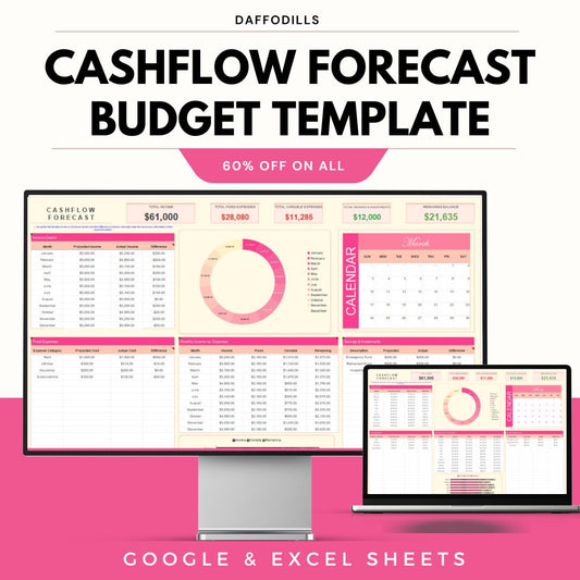 Cashflow Forecast Budget Template, Cash Flow Planning Sheet, Monthly Budget Dashboard, Financial Forecast Tool, Google Sheets Excel