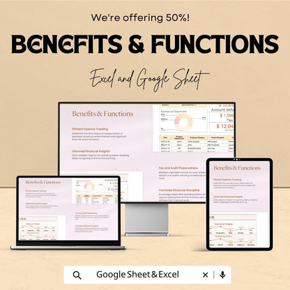 Expense Accounting Template | Excel & Google Sheets | Business Expense Tracker | Monthly Budget Log | Financial Management Spreadsheet