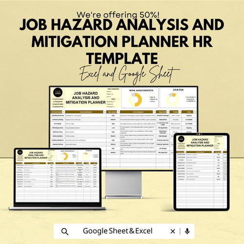 Job Hazard Analysis Template | JHA Mitigation Planner | Workplace Safety Planner | HR Safety Assessment Tool | Risk Assessment Template