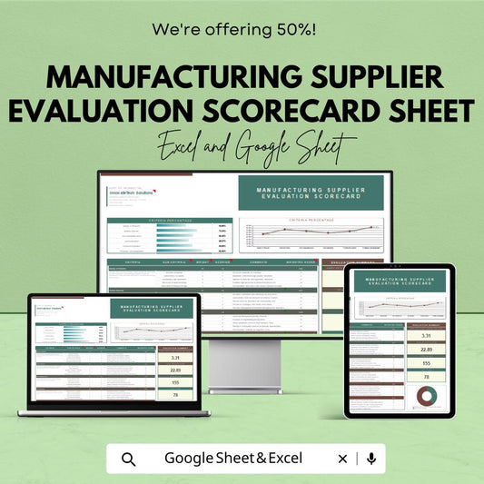 Manufacturing Supplier Evaluation Scorecard Sheet | Excel & Google Sheet Template for Supplier Assessment and Performance Review