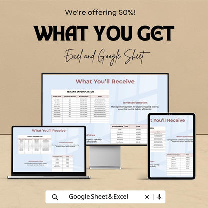 Tenant Property Management Template, Rental Management Spreadsheet, Landlord Tenant Tracker, Maintenance Log