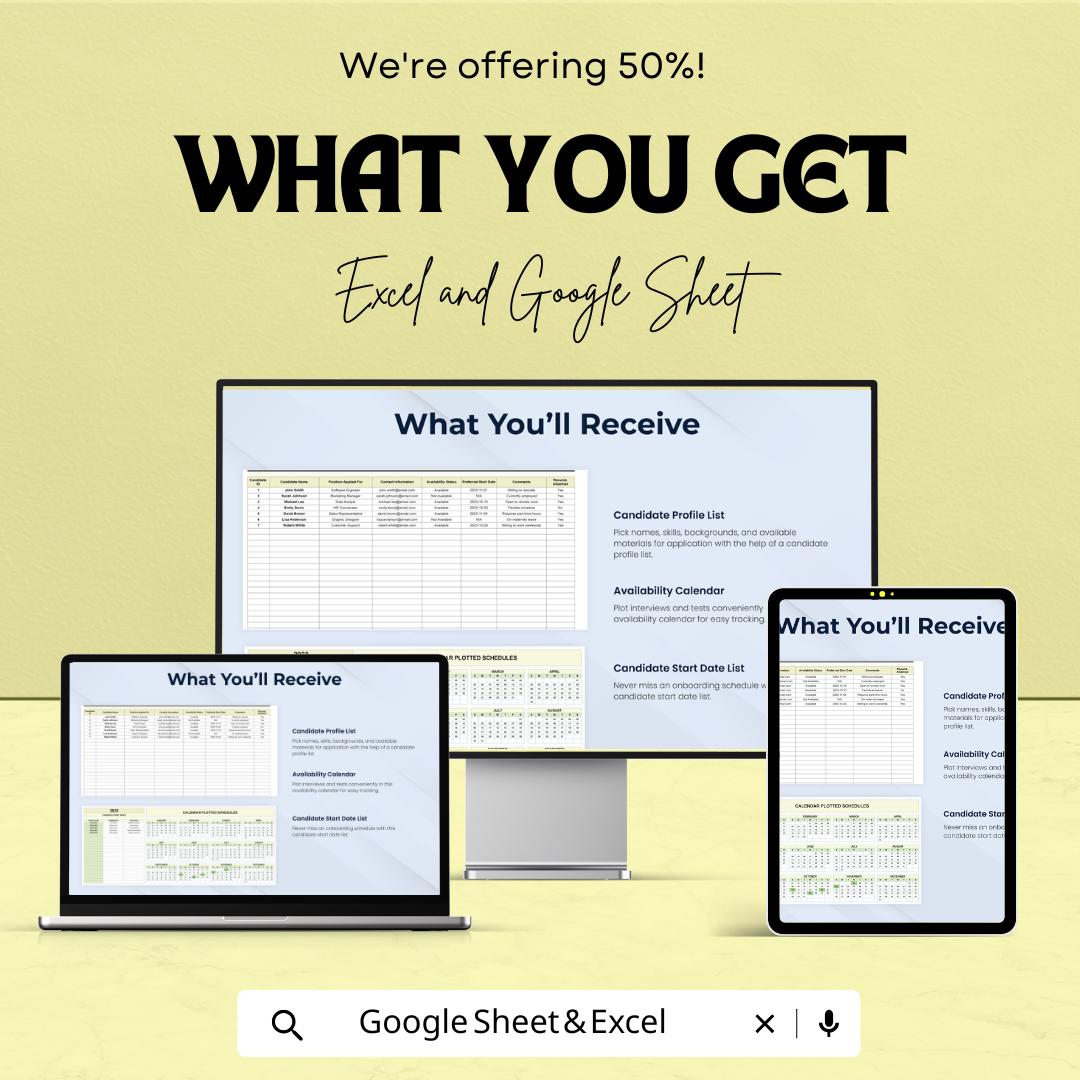 Candidate Availability Compilation HR Sheet | Recruitment Tracker | Excel & Google Sheets Template for Efficient Hiring