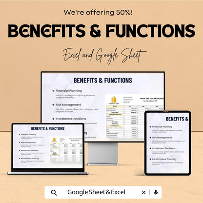 Profit and Loss Projection Template | P&L Statement Spreadsheet | Revenue and Expense Forecast | Business Finance Planner