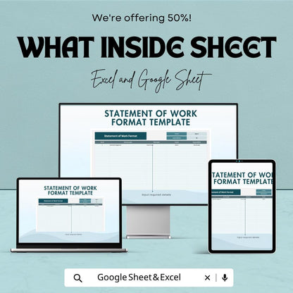 Statement of Work Template | SOW Template Spreadsheet | Project Scope Document Template | Work Agreement Planner