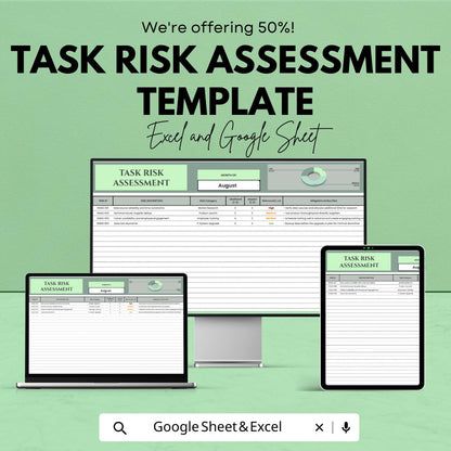 Task Risk Assessment Template | Excel & Google Sheets | Risk Analysis Matrix | Safety Management Tool