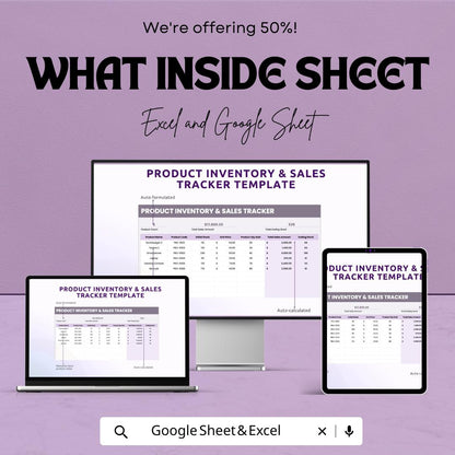 Product Inventory and Sales Tracker Sheet | Excel and Google Sheets | Stock and Order Log | Sales Report Template | Instant Download