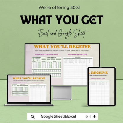 Restaurant Financial Plan Template | Restaurant Budget Spreadsheet | Profit Loss Tracker | Food Business Financial Planner