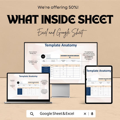 Balanced Scorecard for Employee Evaluation HR Template | Performance Review | KPI Dashboard | Staff Appraisal Tracker