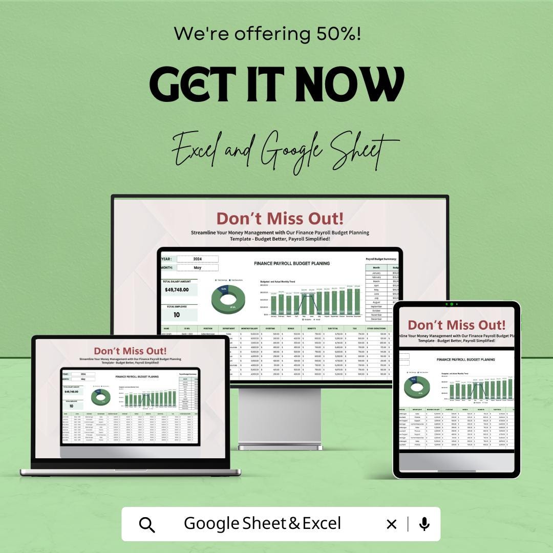 Finance Payroll Budget Planning Sheet - Google Sheet Template | Budget Planner for Payroll Expenses | Automated Financial Management Tool