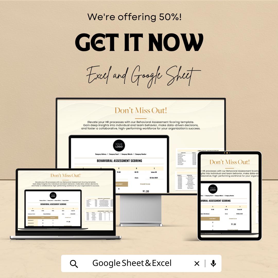 Behavioral Assessment Scoring Sheet HR Template | Excel & Google Sheets Employee Evaluation Tool | Performance Scoring Dashboard
