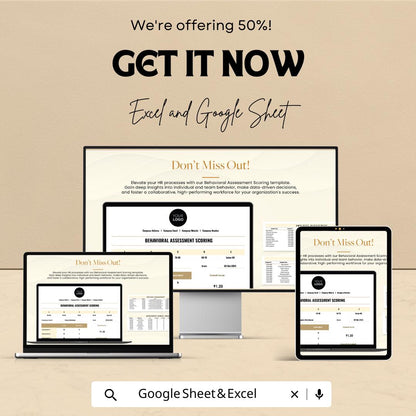 Behavioral Assessment Scoring Sheet HR Template | Excel & Google Sheets Employee Evaluation Tool | Performance Scoring Dashboard