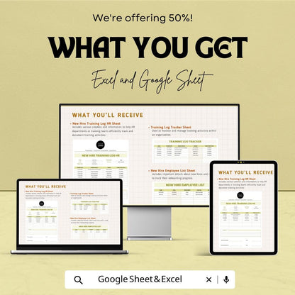 New Hire Training Log HR Template | Employee Onboarding Tracker | Training Log Spreadsheet | Excel & Google Sheets