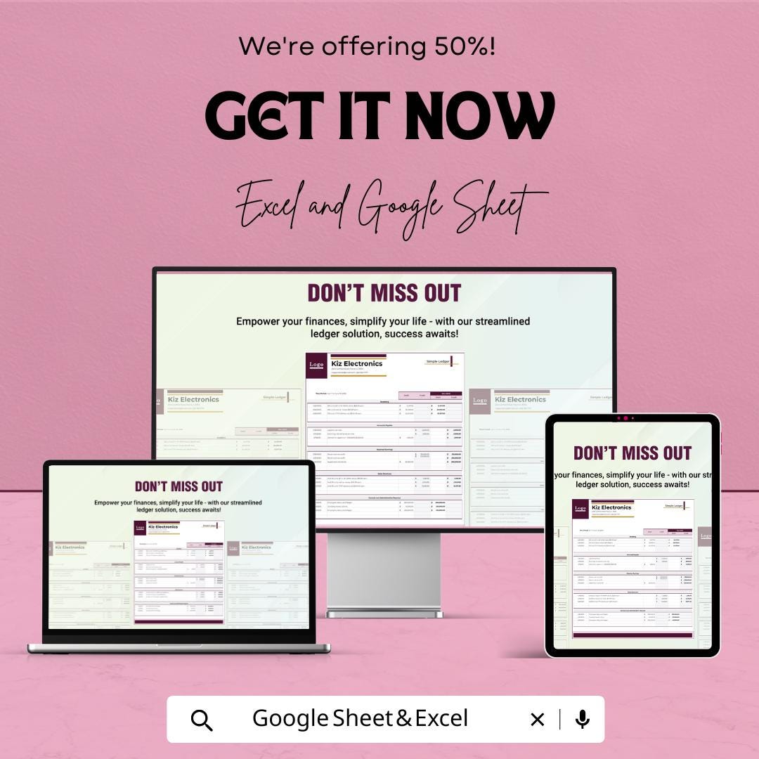 Simple Ledger Template | Basic Accounting Ledger | Debit & Credit Tracker | Small Business Finance Spreadsheet