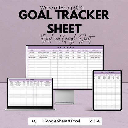 Goal Tracker Template - Excel and Google Sheets for Business Planning, Track Goals, Priorities & Status, Instant Download, Achieve Success