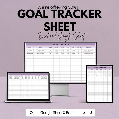 Goal Tracker Template - Excel and Google Sheets for Business Planning, Track Goals, Priorities & Status, Instant Download, Achieve Success