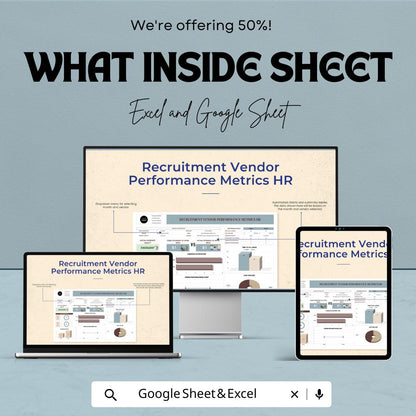 Recruitment Vendor Performance Metrics HR Template | Vendor KPI Dashboard for Excel and Google Sheets | HR Analytics & Reporting Tool