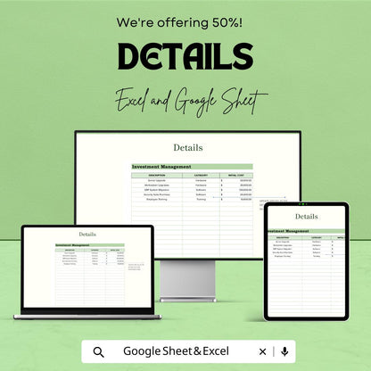 IT Financial Analysis Template | Excel & Google Sheets Roi Calculator | IT Investment Return Tracker | Business ROI Analysis Spreadsheet